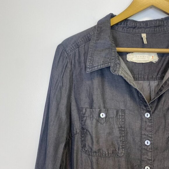 Chambrai Dark Button Down Top - Picture 3 of 9